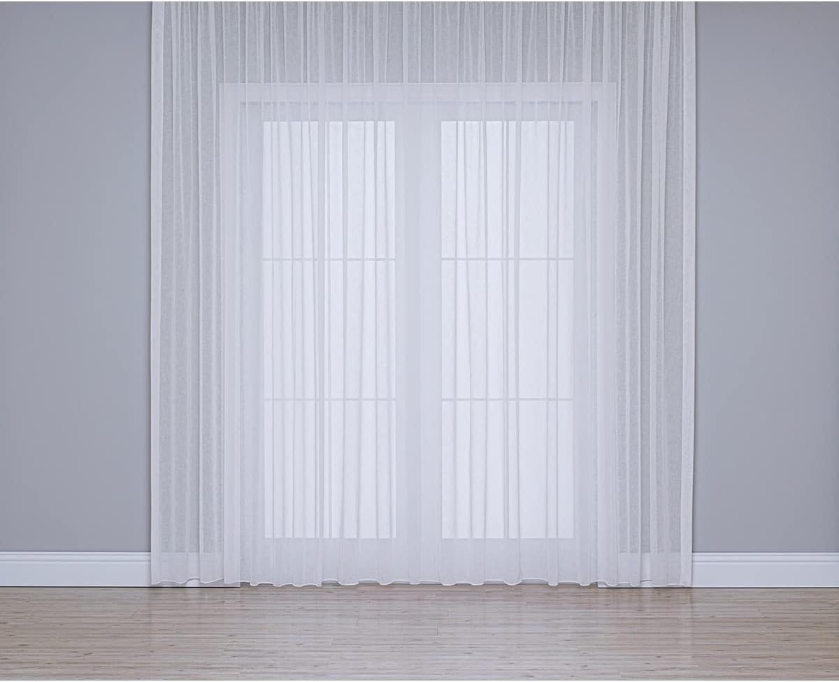Gauze Fabric Design Linen Plus Tulle Curtain Optical White, 250 x 250