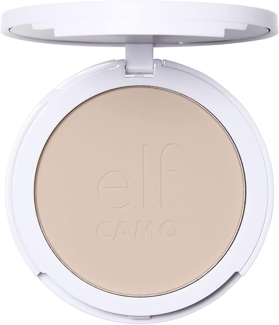 E.l.f. Camo Powder Foundation, Lightweight, Primer-Infused Buildable & Long-Lasting Medium-to-Full Coverage Foundation, Fair 100 W