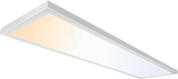 UltraLux 1x4 Surface Mount LED Panel TRIAC Dimmable 3CCT Matte White 1Pk | 3000 lumens, 120-degree beam, CRI>80, aluminum build, damp-rated, fits junction boxes, over 50,000 hours,