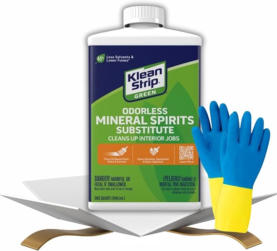 Klean Strip Green Odorless Mineral Spirits - Mineral Spirits for Wood & Cleaning - Odorless Paint Thinner for Oil Painting - Reliable for Pro's & DIY'ers - Cleans Tools & Equipment - 1 Qt
