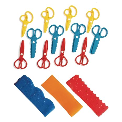 Colorations Fun Dough Scissors, Set of 12 with Bonus Cutting Tools | Value Variety Pack for Dough Creations