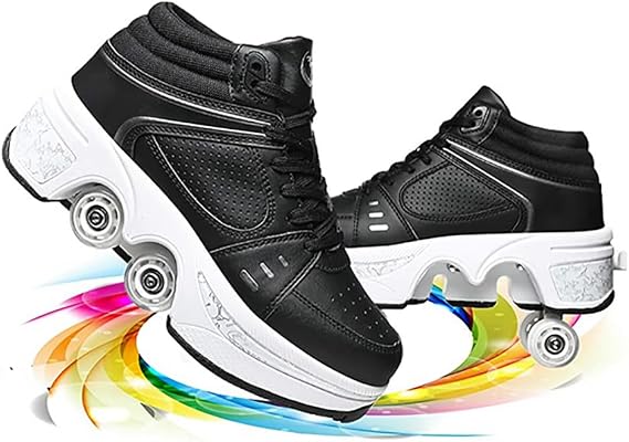 Roller Skate Shoes for Women Deformation Roller Shoes Multifunctional Roller Skates Invisible Pulley Shoes Skates Four Rounds Children's Roller Skates Outdoor Sneakers for Girls/Boys