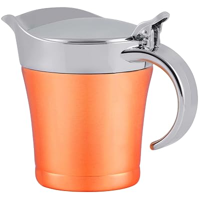 OVENTE Stainless Steel Gravy Boat with Hinged Lid, 14Oz Insulated Sauce Jug for Serving Cream, Salad Dressing or Syrup at Thanksgiving, Christmas, Holidays, Family Dinner and Parties, Copper GB4541CO