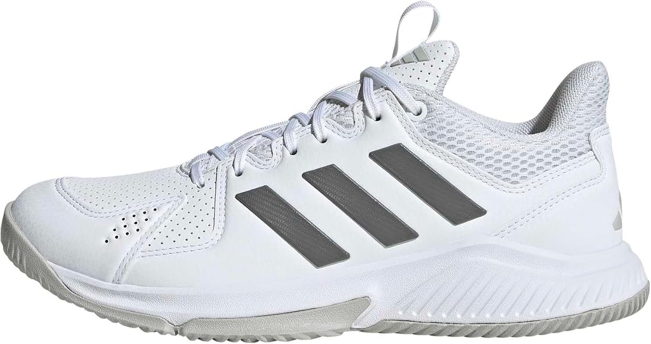 adidas Women's Court Flight, White/Grey/Grey, 8 | Volleyball Shoes