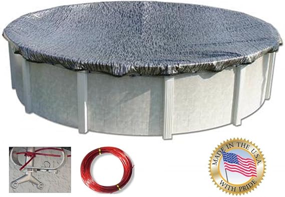 HPI Enviro Mesh 12-Foot Round Above Ground Silver Coated Winter Pool Cover with 3-Foot Overlap for In-Ground and Above-Ground Swimming Pools