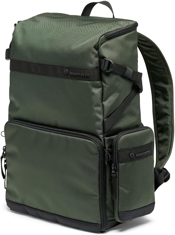 Manfrotto Street Slim Photography Backpack for Mirrorless and Reflex Camera, Front and Rear Access, Removable Camera and Laptop Inserts, Compact Backpack for Photography Accessories, Colour Green