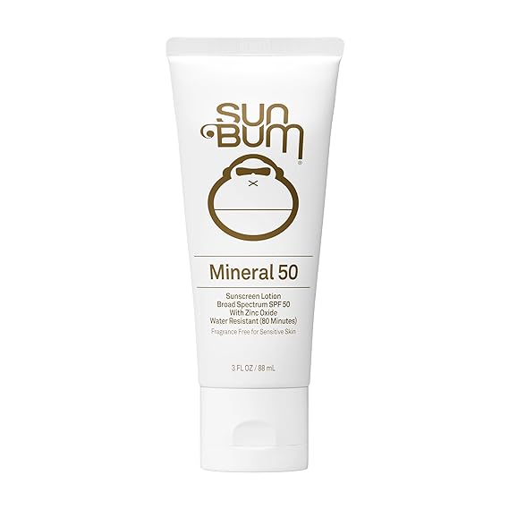 Sun Bum Mineral SPF 50 Sunscreen Body Lotion - Travel Size, 3 oz | Broad Spectrum Moisturizing Sunscreen, for Sesative Skin, Vitamin E, Hawaii 104 Act Compliant (no Octinoxate & Oxybenzone)