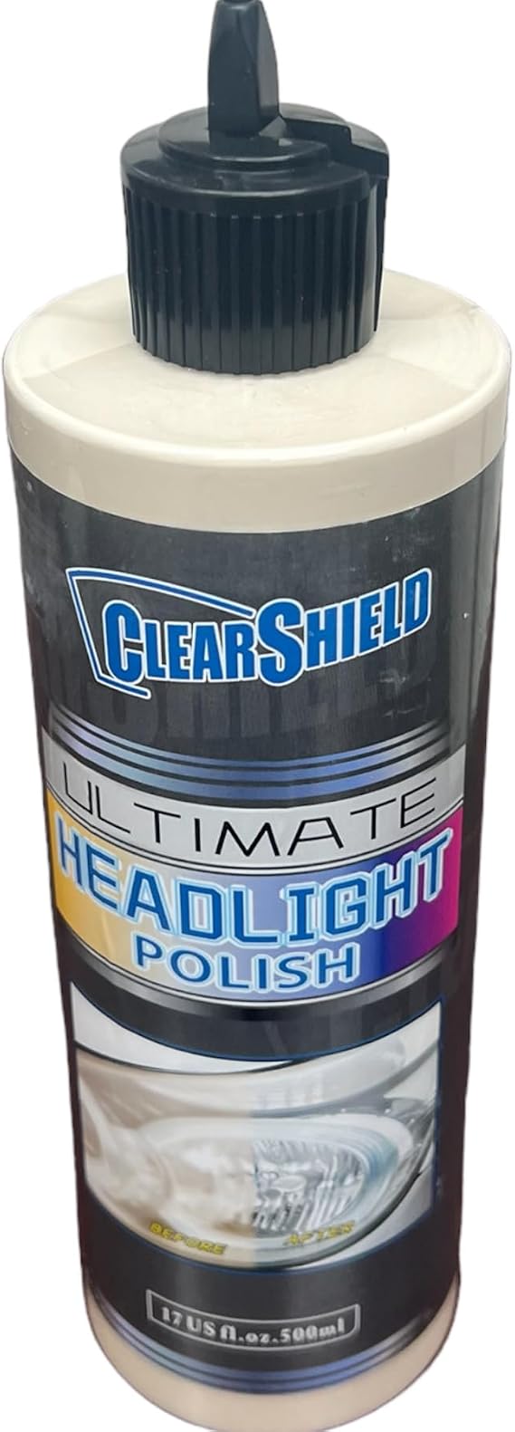 Clearshield Ultimate Headlight Polish - Headlight Lens Restorer - Cloudy Headlight Restoration - Removes Yellowing, Improves Light Projection - Easy, DIY Headlight Cleaner - Made in the USA