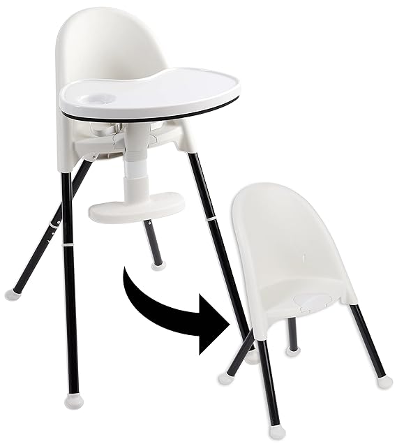Primo Cozy Tot Deluxe Convertible Folding High Chair & Toddler Chair - Portable Foldable Baby Chair/Toddlers Highchair - Travel Friendly, Removable EZ Clean Tray, Black/White, 22"x21"x33.5"