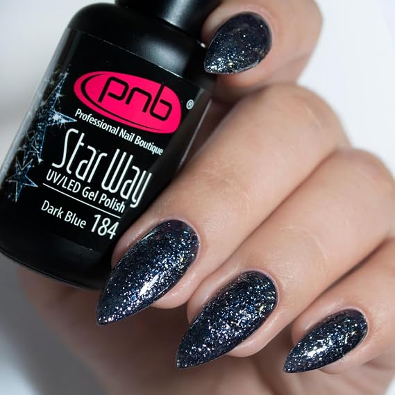 PNB Sparkling Dark blue gel nail polish 184