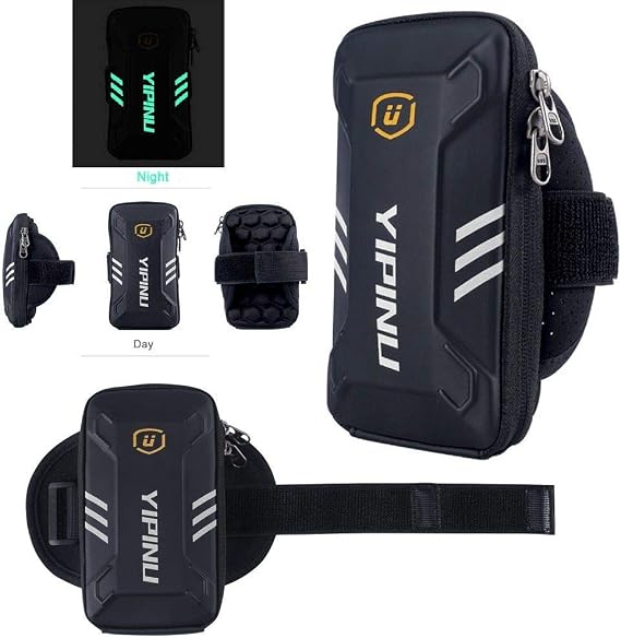 Waterproof Reflective Armband Case with 2 Compartments Sport Running Walking Cycling Gym for NEC Medias X N-06E - Black