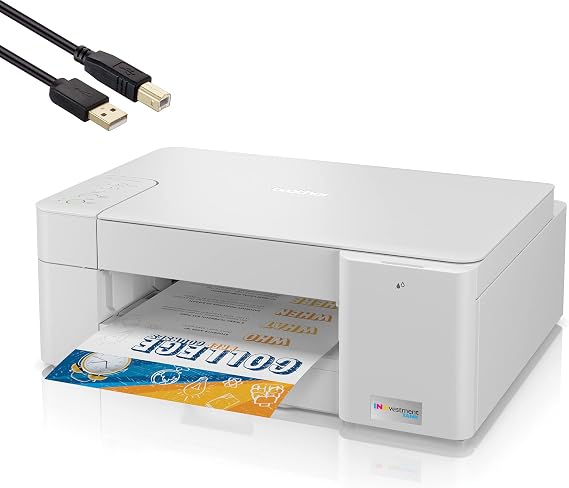 Brother MFC-J1215W INKvestment Tank Wireless All-in-One Color Inkjet Printer for Home Office - Print, Copy, Scan - 16 ppm, 1200 x 600 dpi, Voice Control, 150 Sheets - BROAGE 8 Feet Printer Cable