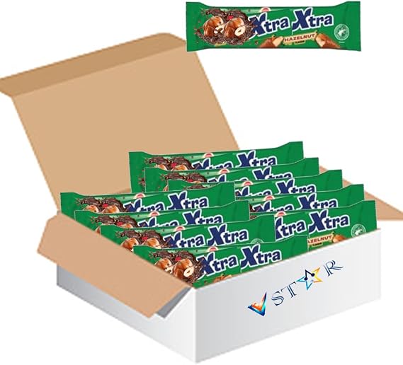 Hazelnut Chocolate Caramel Biscuit Bar 75g - Crispy Wafer Layers with Creamy Milk Chocolate Coating Sweet Snack Bar - Tix (16 x Bars)