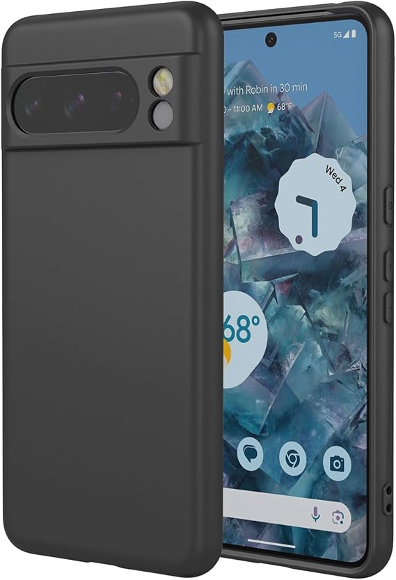 Case for Google 8 Pro,Liquid Silicone Case,Anti-Scratch Soft Microfiber Lining,Full Body Protective Phone Cover for Google Pixel 8 Pro,Black