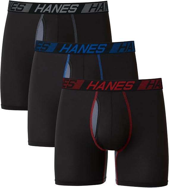 Hanes Men's Underwear Boxer Briefs Pack, 3-Pack, Total Support Pouch, Long or Short-Leg Boxer Briefs