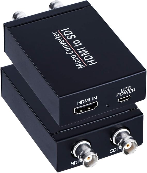 HDMI to SDI Converter, HDMI in Two SDI Output SD HD 3G-SDI Video Adapter Auto Format Detection Video Converter Stereo Audio Embedder for Camera