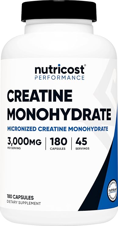 Nutricost Creatine Monohydrate 3,000mg, 180 Capsules (750mg Per Capsule)