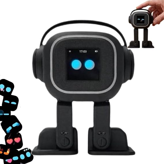 AI Desk Robot Companion - Emotional Interactive Robot Pet, Smart AI Chatbot with Voice Control & 19-Joint Dancing | Personalized Long Distance Relationship Gift for Adults & Kids (Black)