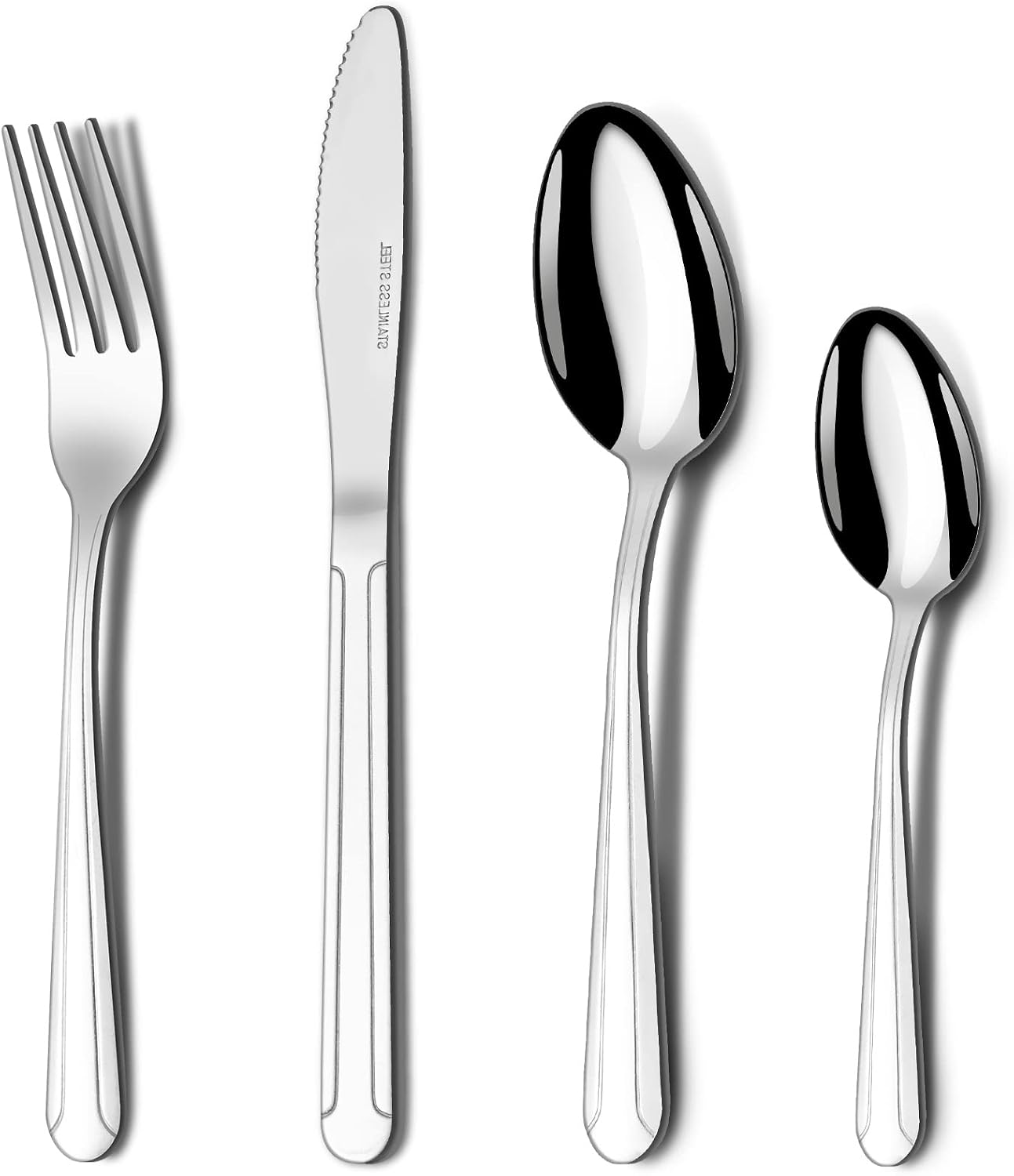 Hunnycook Cutlery Set, 32-Piece Stainless Steel Cutlery Set for 8 People, Flatware Silverware Set with Spoon, Knife and Fork Sets, Ideal for HomePartyRestaurant, Mirror Polished, Dishwasher Safe