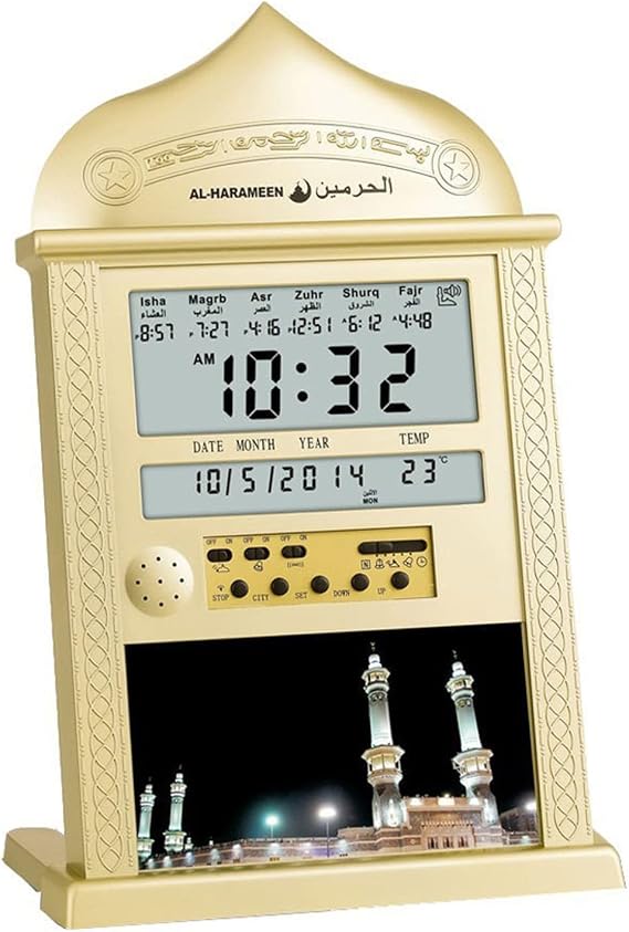 Works Azan Alarm Clock Islamic Digital 5 Namaaz Reminder Table Clock Adhan Prayer Clock with Quran