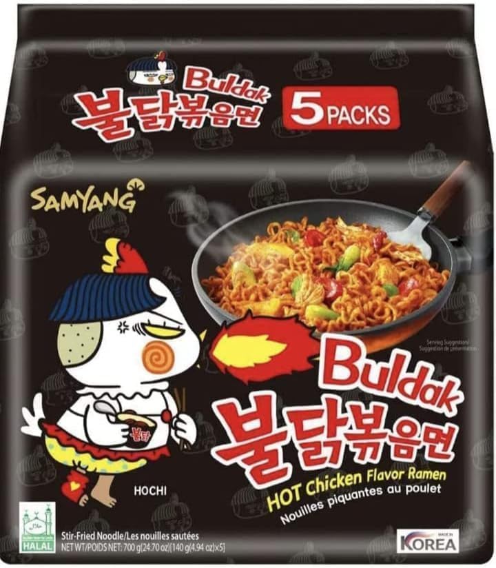 Samyang Buldak Hot Chicken Ramen 140g (Pack of 5) – Korean Spicy Fire Noodles | Original Hot Chicken Flavour Instant Noodles | Iconic Korean Fire Noodles | Quick & Simple Preparation