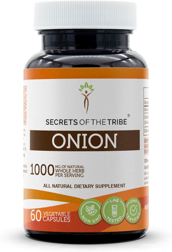Secrets of the Tribe Onion 60/120 Capsules, Made with Vegetable Capsules and Onion (Allium Cepa) Dried Bulb
