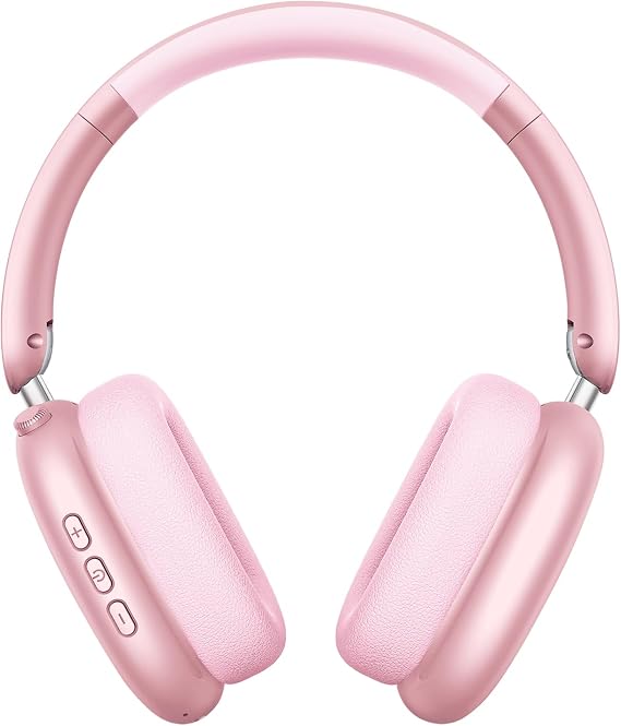 Wentronic Y01 Wireless Over Ear Headphones, Noise Canceling Bluetooth 5.3 Headphones with Microphones,Hi-Res Audio,48H Playtime,Foldable,Breathable Soft Earpads for iOS/Android/Samsung/PC-Pink
