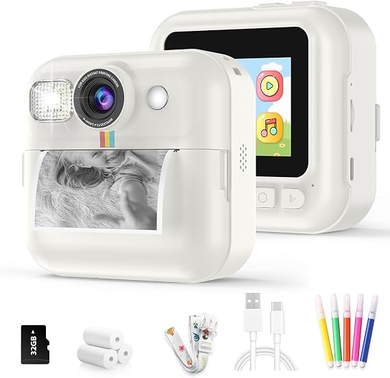 Kids Camera Instant Print, Toddler Travel Selfie Video Camera Toy for Girls
