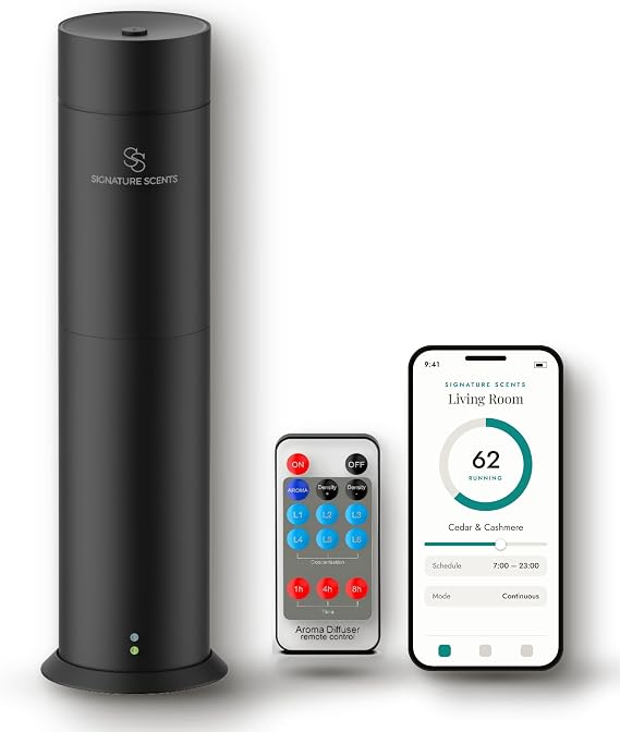 Waterless Hotel Scent Diffuser, 1000 sq ft, App Control (Black)