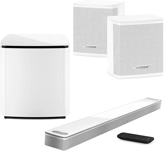 Bose Home Theater System Smart Ultra Dolby Atmos Soundbar, Bass Module 700 2X Wireless Surround Speaker, (White)