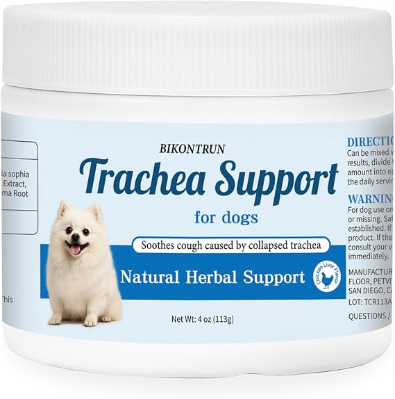 Trachea Support for Dogs, Collapsed Trachea Treatment for Dogs, Herbal Supplements Promote Smooth Breathing for Dog, Easy to Administer, Dog Supplements with Chicken Liver Flavor (4 OZ)