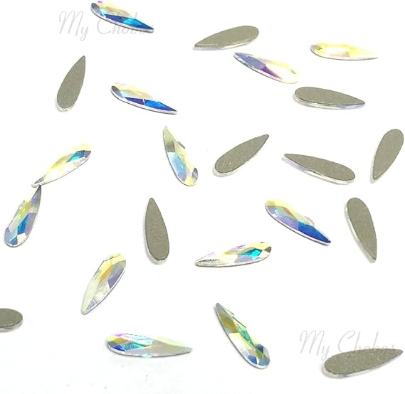 Austrian Crystal AB 2304 Raindrop 6x1.7mm Flatbacks No-Hotfix Tiny Nail Art