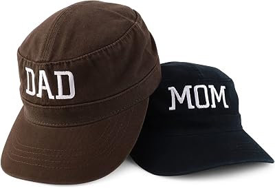 Trendy Apparel Shop Capital Mom and Dad Embroidered Army Military Flat Top Baseball Cap 2 pk