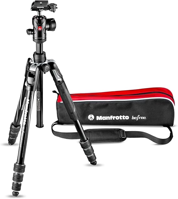 Manfrotto befree Advance Aluminium 4-Section T-Tripod Kit Black 8kg Load Capacity Full Height 150cm Shortened Length 40cm Weight 1.49kg MH494-BH Head MKBFRTA4BK-BH