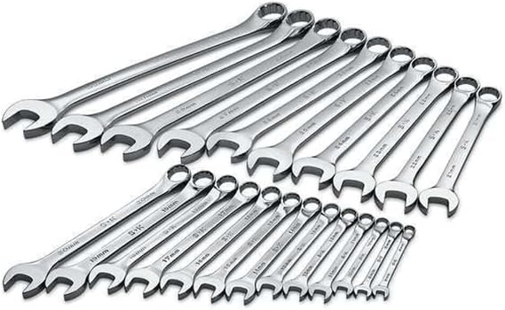 SK Tools USA 23 Piece, Regular, 12 Point, Metric SuperKrome Combination Wrench Set: 10MM - 19MM | 86225