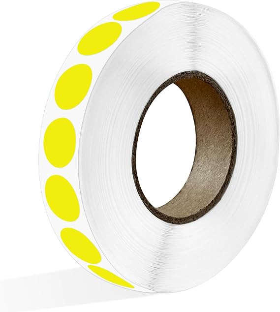 2000 PCS 1/2" Yellow Dot Stickers Circle Colored Coding Label
