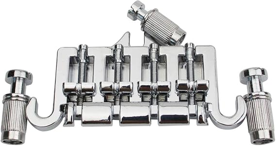 Guyker 3 Point 4 String Bass Bridge Tailpiece - Zinc Alloy Bridges Tailpiece with Saddle Replacement Parts for GBS EP Style Bass (BG004)