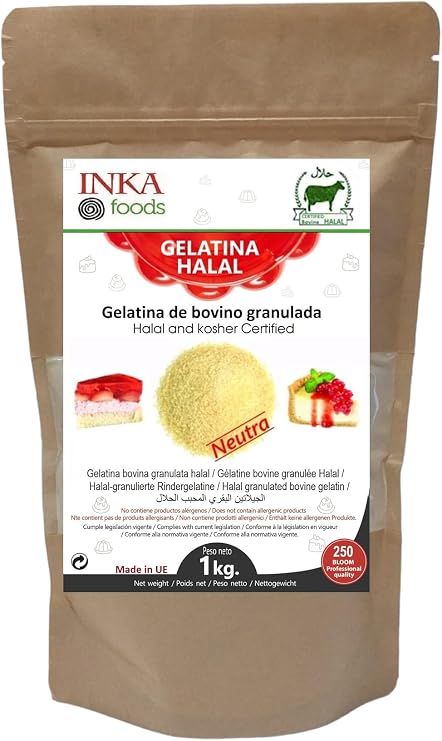Granulated gelatin HALAL, 250 bloom, neutral flavor - 1 kg