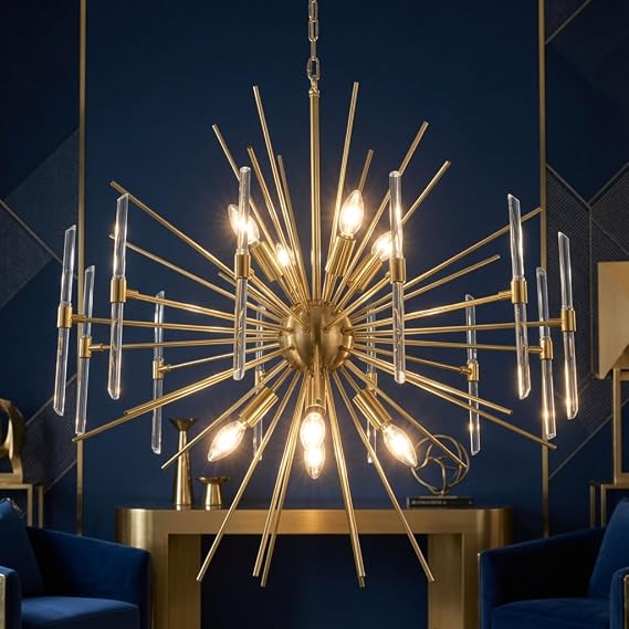 Wellmet Sputnik Chandelier, 30'' Modern Crystal Starburst Chandelier