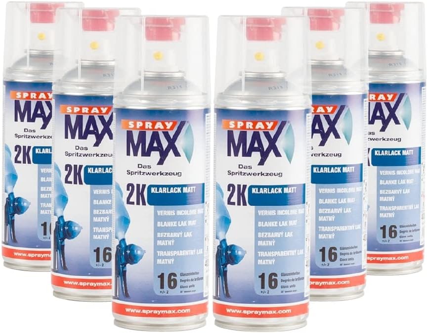 Graff-City 6 x Spray Max 2K Clear Coat - Matt - 6 Pack 400ml Can Bundle