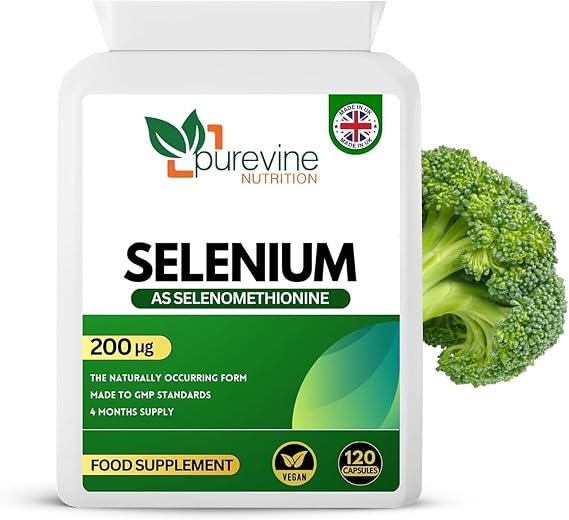 Selenium 200µg 120 Capsules - Essential Daily Antioxidant Mineral Supplement for Immune Support and Hair and Nail Care - Contributes to Normal Thyroid Function