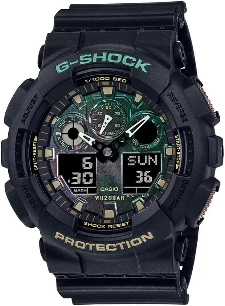 Casio GA-100RC-1ADR Wristwatch, Black, Standard