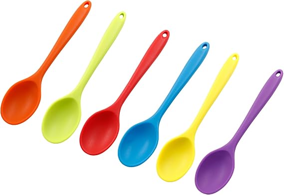 Jiozermi 6 Pcs Small Silicone Spoons for Cooking