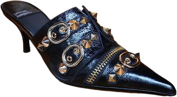 Jeffrey Campbell Rock-ON Mules Black Gold 9.5