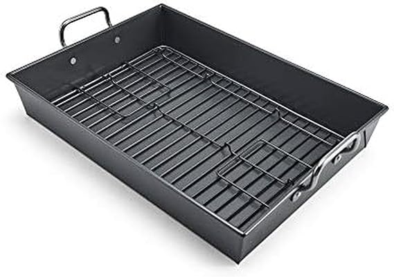 Chicago Metallic Professional Non-Stick Roaster with Handles and Non-Stick Rack, 17-Inch-by-12-Inch