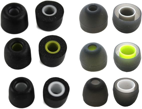 3 Pair Memory Foam & 3 Pair Silicone Rubber Replacement Earbuds, Ear Tips for JayBird BlueBuds X, X2 & X3 Sport Headphones (S/M/L)
