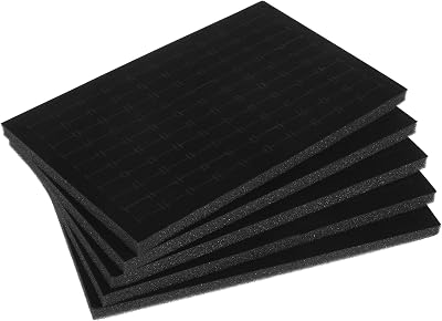 Garneck 5Pcs Jewelry Box Insert Foam Tray Set: 100 Slot Black Velvet Ring Earring Organizer Stackable Display Holder for Drawer Dresser Store Boutique Gift for Women Men