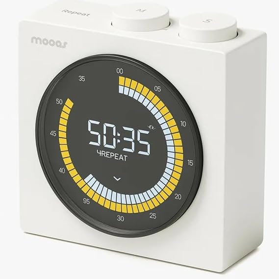 mooas Time Loop Digital Visual Timer, Rechargeable, Magnetic/Stand (White)