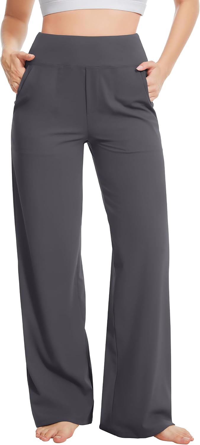 Yoga Pants Women Wide Leg Pants High Waist Stretch Dress Casual Sweatpants Lounge Pants with Pockets