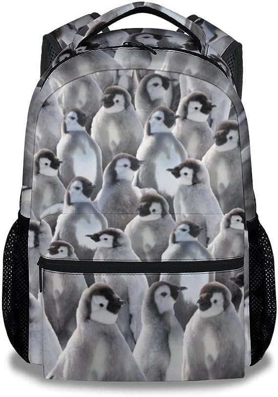 School Backpack for Kids, Penguin Backpacks for Boys Girls, 16 Inch Animal Print Lightweight Bookbag for Preschool Elementary, Funny School Supplies for Penguin Lovers
